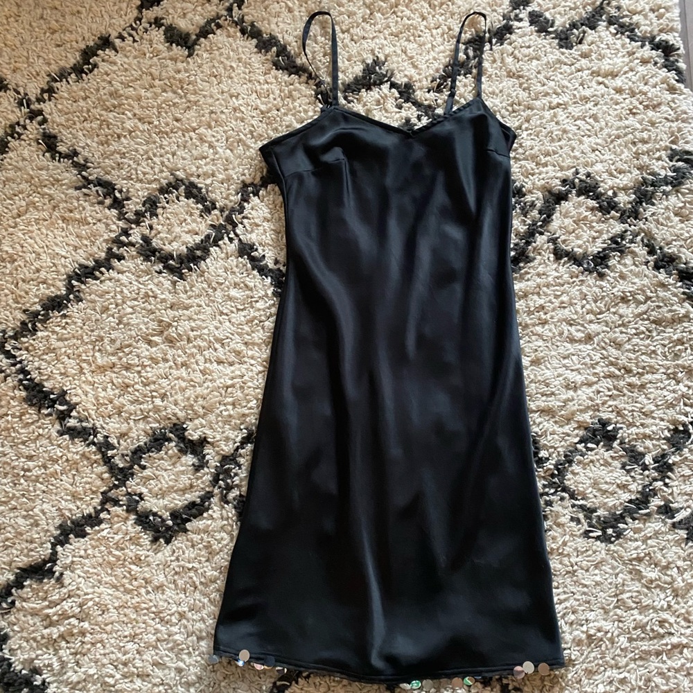 VINTAGE black slip satin dress